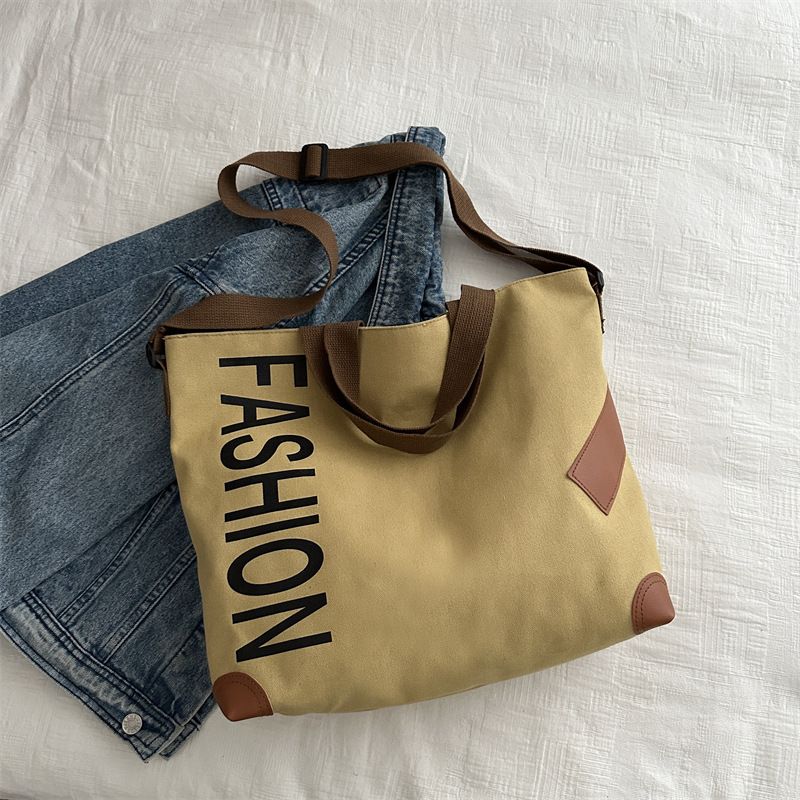 Sac fourre-tout en toile de grande capacité pour femme, décontracté et beau, à bandoulière unique, pour étudiant, voyage, femme_voghion.com