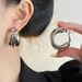 Boucles d'oreilles simples de tempérament japonais et coréen, texture métallique, style rétro, double couche, nouvelles boucles d'oreilles haut de gamme, boucles d'oreilles à cercle exagéré_voghion.com