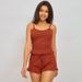 Damen-Pyjama aus Milchseide, Hosenträgershorts für Damen, einfarbiges, großes Heimkleidungsset_voghion.com