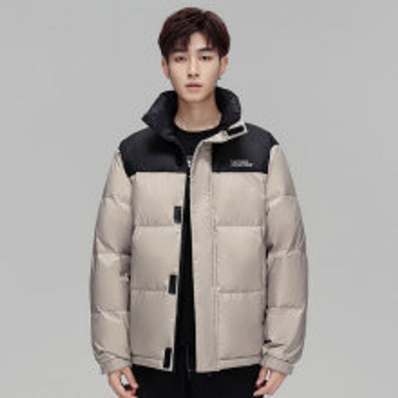 Abbigliamento maschile Giacca in cotone e seta con collo alto corto da uomo, giacca calda_voghion.com