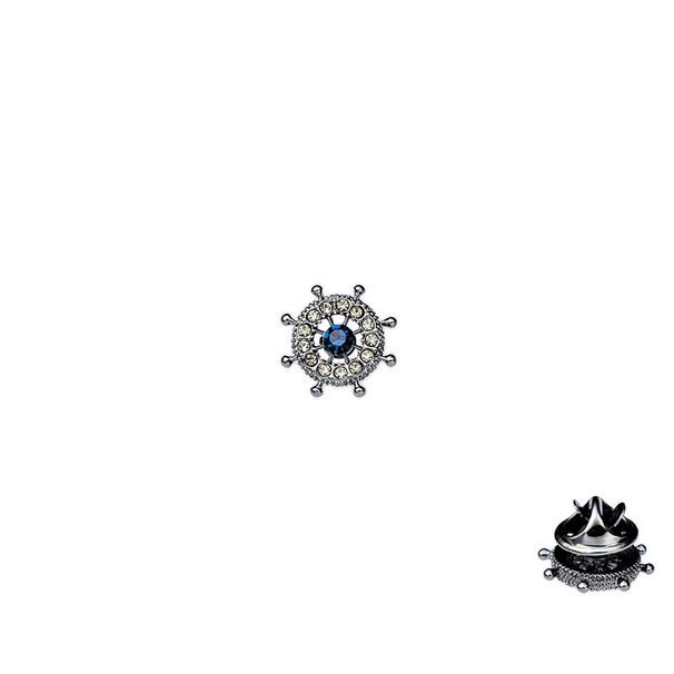 Fermacravatta con fibbia a forma di timone di cristallo per gioielli da uomo, con catene e fermacravatta in oro_voghion.com