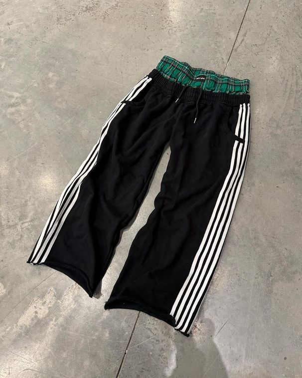 Moška oblačila Street Double Waist Tie Casual Hlače Moške Retro Harajuku Ravne hlače Visok pas Hip Hop Športne hlače_voghion.com