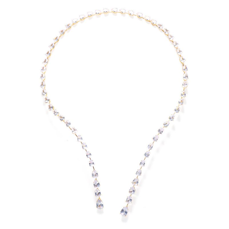 New Hot Zircon Necklace Versatile Fashion Water Drop Open Collar Sexy Collarbone Chain Necklace06_voghion.com