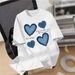 Trendy Summer Women's Short Sleeve T-Shirt With Denim Print & Heart Pattern – Casual Crew Neck Tee For Daily Wear_voghion.com