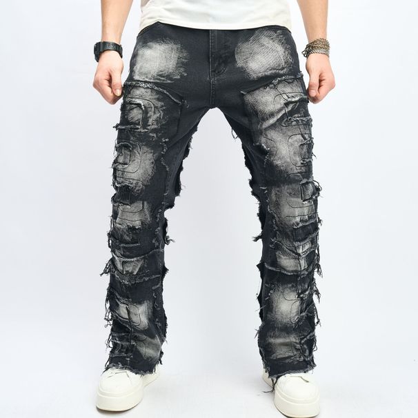 Férfi ruházat Slim Fit Bootcut Nadrág Férfi Hip Hop High Street Férfi Farmer_voghion.com