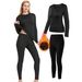 Women's Fleece-Lined Thermal Underwear Set - Winter Warmth Base Layer Top & Pants - Soft & Breathable - Black (S/M/L/XL)_voghion.com
