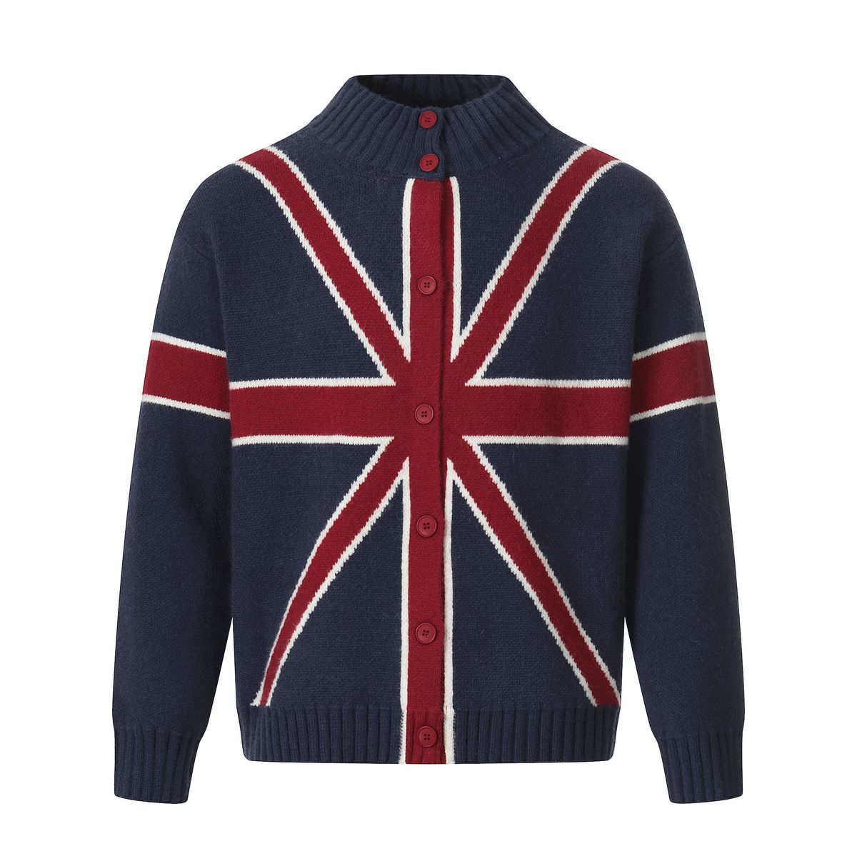 Vintage Color-Block Knit Cardigan – Oversized Open-Front Coatigan, Soft Acrylic Blend, 70s-Inspired Layering Staple (Blue)_voghion.com