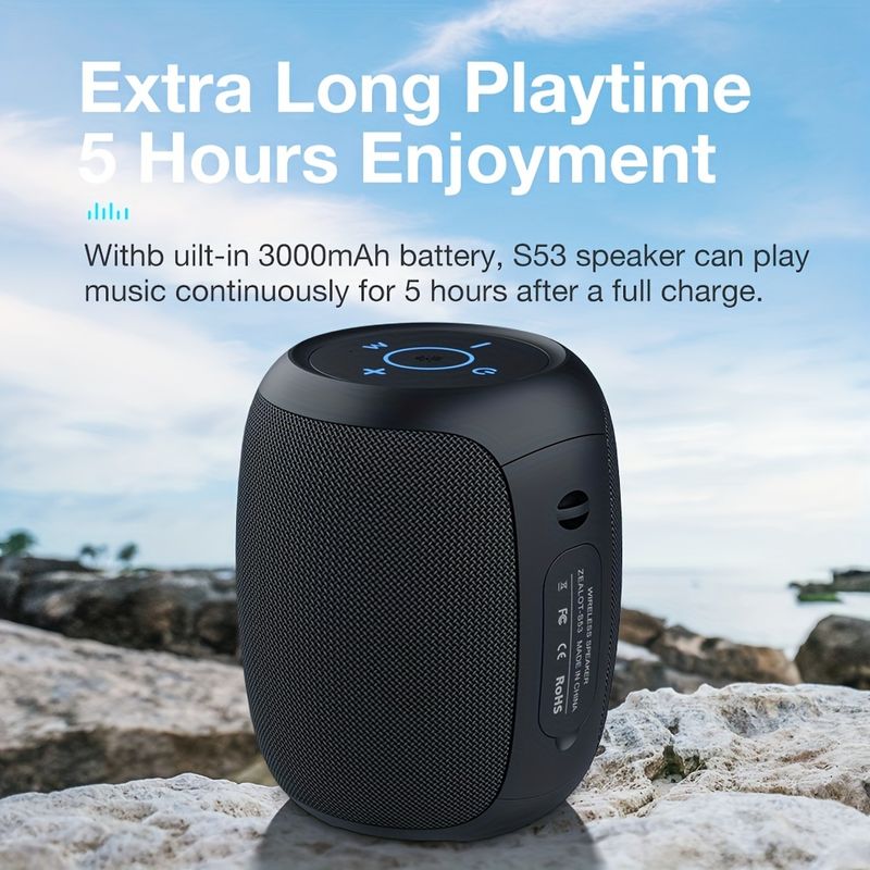 Boxă portabilă wireless ZEALOT 5.0, boxă wireless cu subwoofer, volum mai mare de 10W, 5 ore de redare, baterie de 3000mAh, asociere duală, boxă portabilă_voghion.com