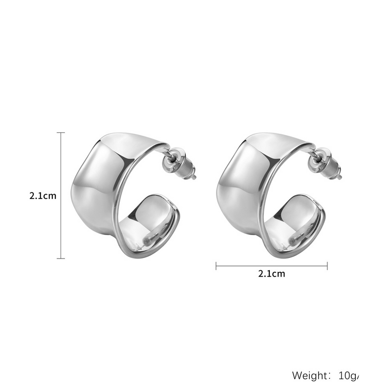 Französische einfache, hochwertige, lichtempfindliche Oberflächenohrringe, geometrische, unregelmäßige, kupferplattierte Ohrringe mit echtem Gold, Silbernadel, Retro-Ohrringe_voghion.com