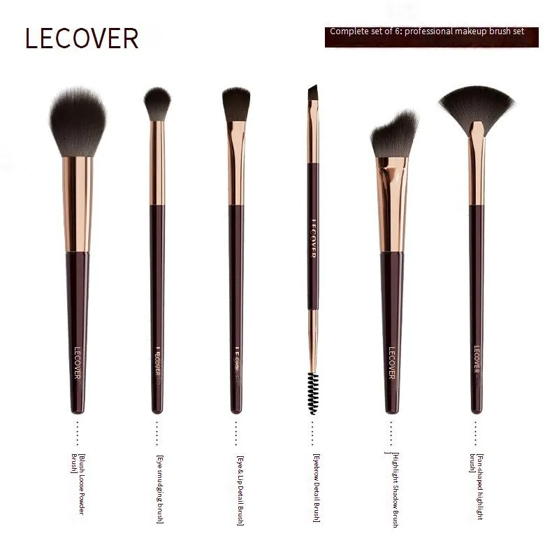 Ensemble complet de 6 pinceaux de maquillage de qualité professionnelle, poils super doux, poudre libre brillante, pinceau pour fard à paupières, pinceau de voyage_voghion.com