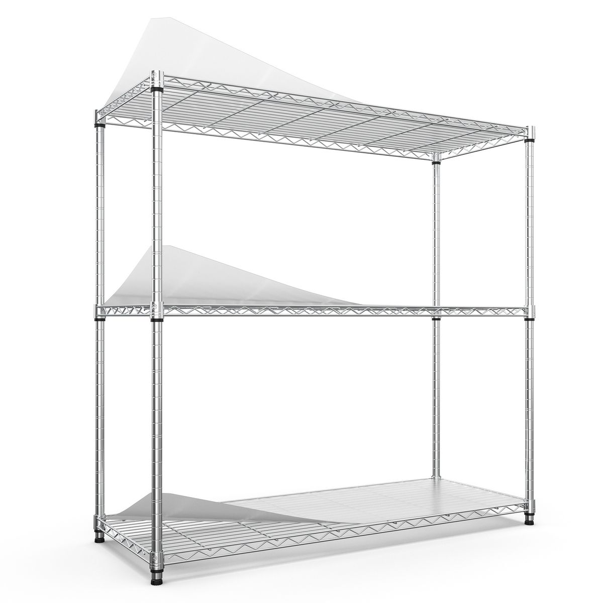 3 Tier Wire Shelving Unit, 1050 LBS NSF Height Adjustable Metal Garage Storage Shelves, Heavy Duty Storage Wire Rack Metal Shelves - Chrome_voghion.com
