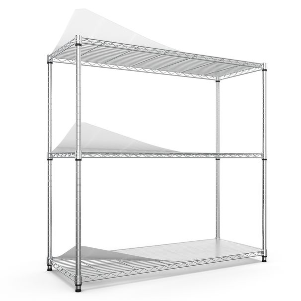 3 Tier Wire Shelving Unit, 1050 LBS NSF Height Adjustable Metal Garage Storage Shelves, Heavy Duty Storage Wire Rack Metal Shelves - Chrome_voghion.com