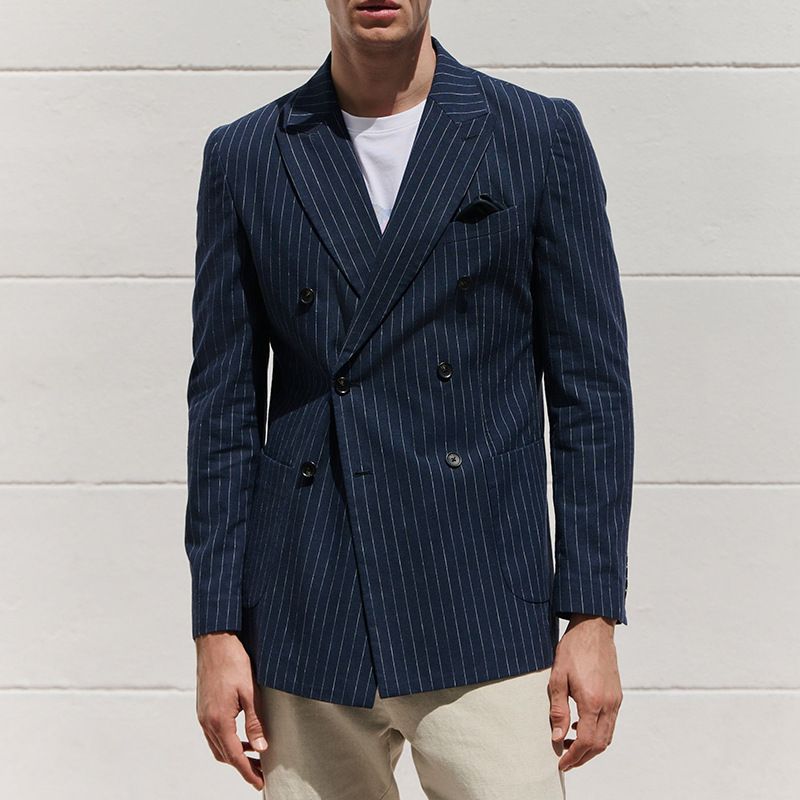 ​​Men's Slim Fit Blazer Winter Business Casual Suit Jacket With Striped Design For Office & Daily Wear​​_voghion.com