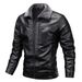 Men's jacket with fleece thickened simple fur one large size leather coat_voghion.com