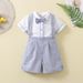 Mutter & Kinder außenhandel sommer jungen anzug Britischen stil blau gentleman party kleid fliege kurzarm overalls zwei-stück baumwolle_voghion.com
