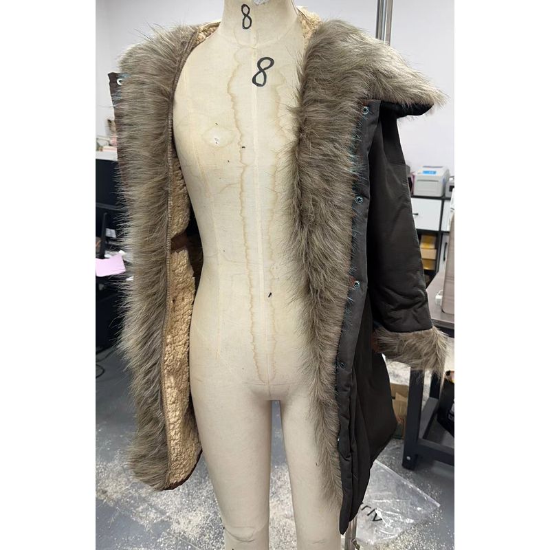 Crystal fox fur large collar long fur collar hooded coat_voghion.com