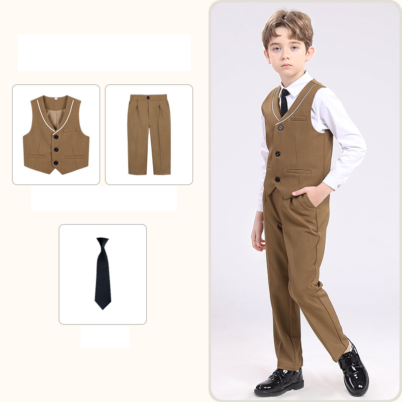 Costum de primăvară pentru mame și copii, vestă pentru copii, rochie de fetiță cu flori, domn britanic, frumos, costum de performanță pentru gazdă la pian, băiat frumos_voghion.com
