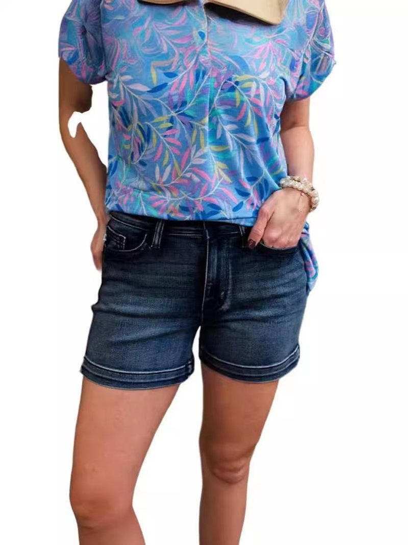 Abbigliamento da donna Nuova estate Moda da donna Pantaloncini in denim elasticizzato a vita alta slim_voghion.com