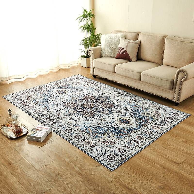 Plüschiger Bohemian-Wohnzimmerteppich im Kaschmir-Stil | Rutschfeste, faltbare und waschbare TPR-Rückseite | Nachttischteppich fürs Schlafzimmer_voghion.com