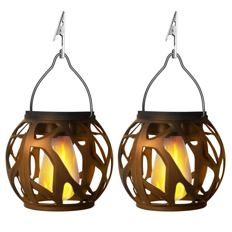 Adjustable Solar Hanging Lantern With Warm LED Flame Effect – Outdoor Decorative Light For Garden, Patio, Balcony (Dimmable, IP44 Rated)​_voghion.com