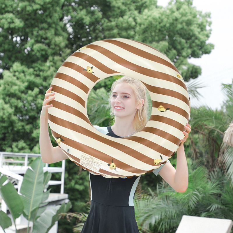 Striped Thickened PVC Swim Ring - Large Floating Tube For Adults With Underarm Support (High Buoyancy Pool Includes Repair Patch & Air Pump)​​_voghion.com
