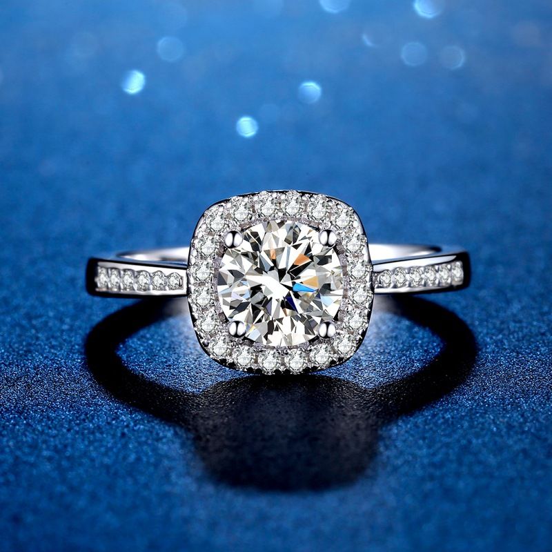 Anello in argento sterling S925 da donna classico di lusso con borsa quadrata, supporto cavo in moissanite, anello con diamanti simulati da 1 carato_voghion.com