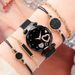Orologio al quarzo con cinturino in maglia e superficie a forma di cuore, nuovo stile da donna, + set di bracciali da 5 pezzi/set_voghion.com