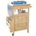 40.5' Outdoor Grill Cart With Stainless Steel Top, Solid Wood Outdoor Storage Cabinet With Drop Leaf, One Drawer, Towel Rack, Rolling Kitchen Cart W_voghion.com