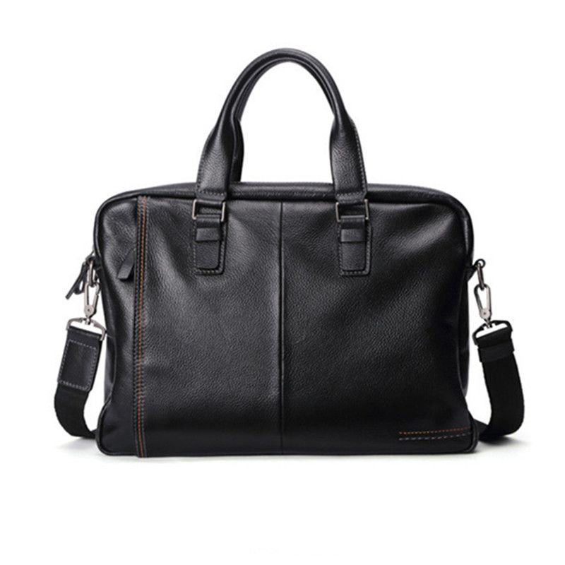 Nouveau Peau de vache naturelle 100% porte-documents en cuir véritable pour hommes mode grande capacité sac d'affaires noir sac à bandoulière pour hommes_voghion.com