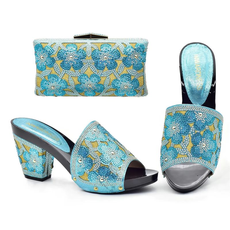 Dames feestschoenen met tas Bijpassende Middle Eastern Press boor uitsparing hoge hak sandalen en tas_voghion.com