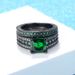 Herrenschmuck Beliebter Schwarzgoldring Set Ring Bläulich Grün Ringe_voghion.com