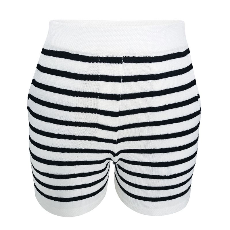 Damkläder randig rund hals stickad kofta mode casual tröja_voghion.com