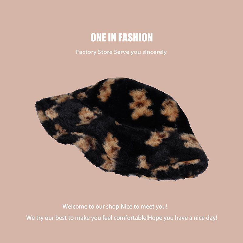 Stylish Red Panda Plush Retro Bucket Hat Autumn and Winter Thickened Warm Hat Women's Versatile Basin Hat_voghion.com