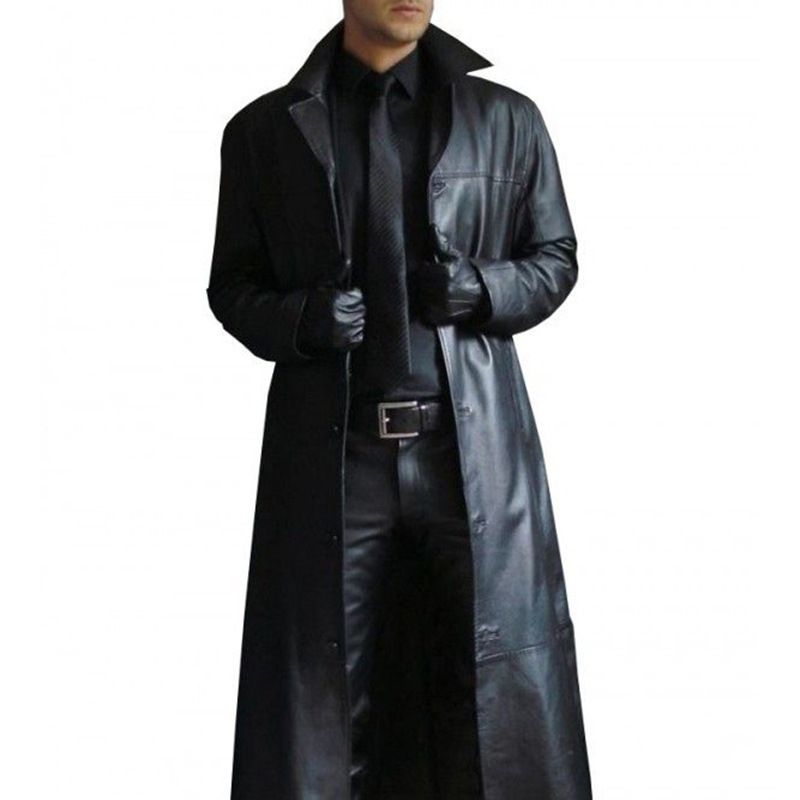 2023 Autumn New Men's Fashion Temperament Solid Color Slim PU Leather Extended Leather Men's Jacket Coat_voghion.com