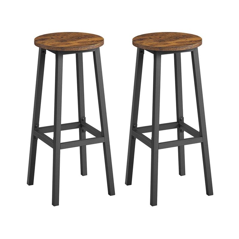 Barhocker 2er Set Küchenhocker 74 cm hoch Rustikal Braun und Schwarz_voghion.com