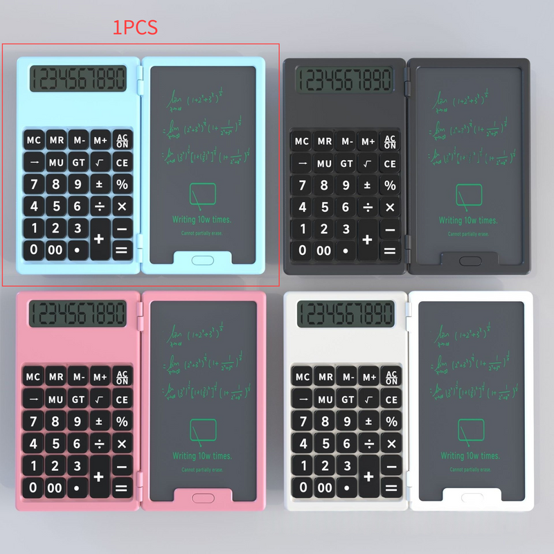 Foldable LCD Writing Pad Calculator - 5.0"/6.7" Dual-Screen, 12-Digit Display, Portable For School, Office & Travel (Black/White/Grey/Pink/Blue)​_voghion.com