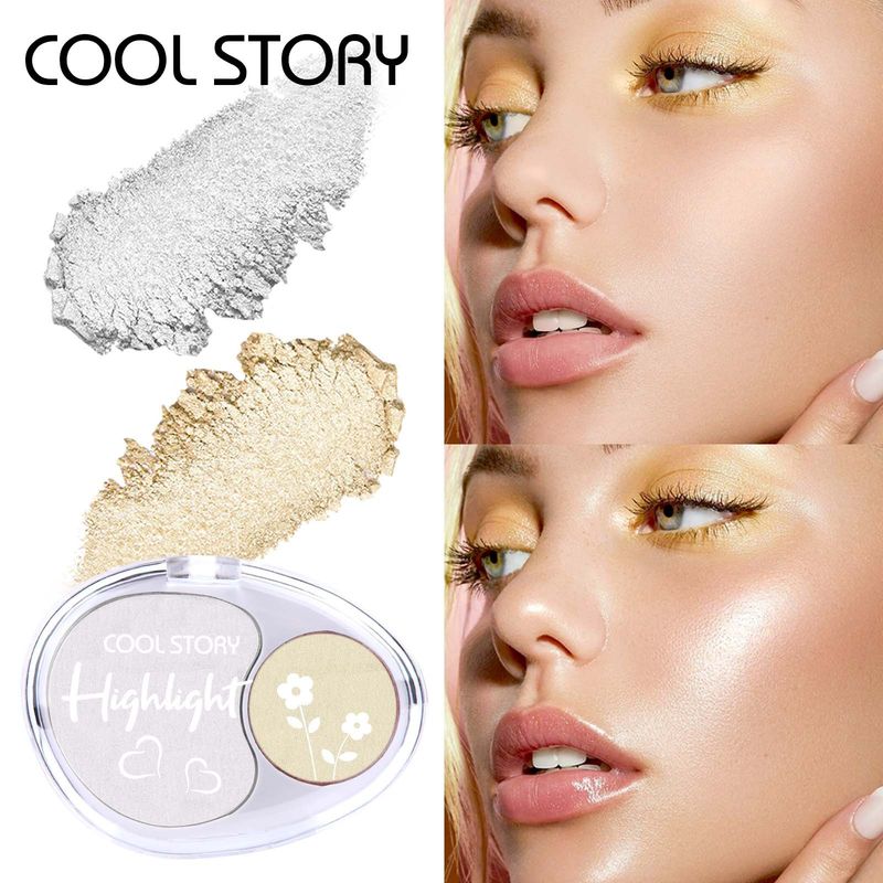 Mashed Potato High-gloss Powder Compact, Sparkling Eyeshadow, Body, Face And Eye Contouring, Brightening And Three-dimensional_voghion.com