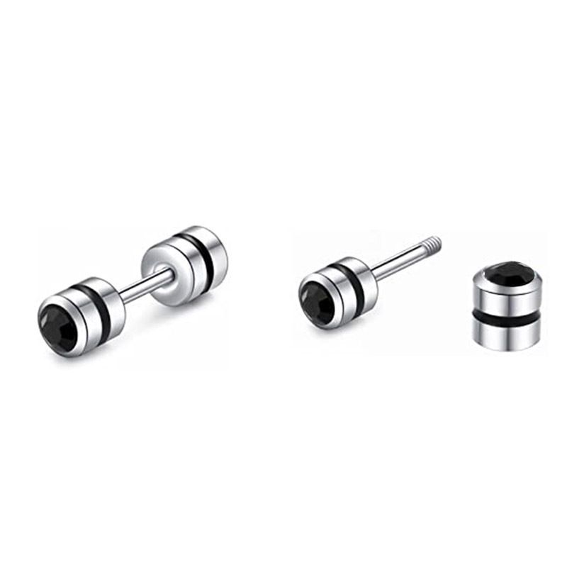 Orecchini a clip da uomo con personalità Superman in acciaio al titanio, in lotti misti, con anello in pelle e diamante bianco a doppia faccia_voghion.com