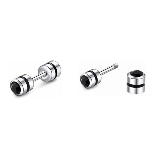 Orecchini a clip da uomo con personalità Superman in acciaio al titanio, in lotti misti, con anello in pelle e diamante bianco a doppia faccia_voghion.com