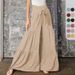 Damen-Pendelhose mit weitem Bein und hoher Taille, leicht ausgestellten Trägern, drapierter Freizeithose_voghion.com