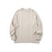 Maglione a trecce in maglia grossa – Pullover oversize con scollo rotondo per uomo e donna (beige, S/M/L/XL)_voghion.com