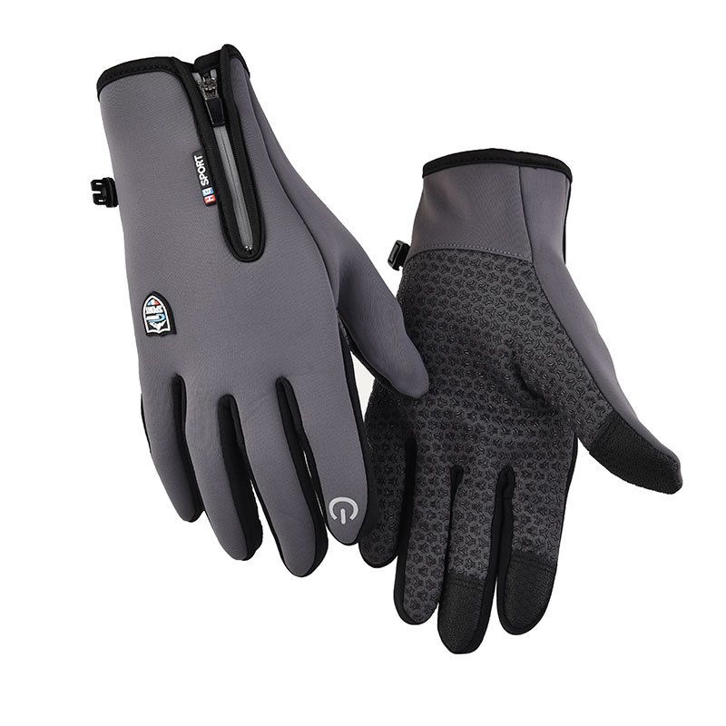 Cycling Gloves Fur Zipper Gloves Plus Velvet Thick Waterproof Windproof Men And Women Warm Gloves Autumn And Winter Cycling Skiing Driving_voghion.com
