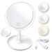LED Makeup Mirror With Light Lamp With Storage Desktop Rotating Cosmetic Mirror Light Adjustable Dimming USB Vanity Mirror_voghion.com