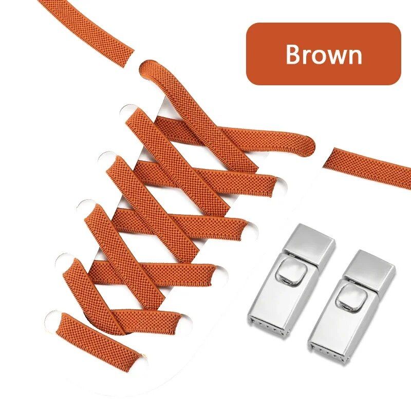 New Press Lock Flat Elastic Laces Sneakers Shoelaces Without Ties Boots No Tie Shoelace Rubber Bands for Shoes_voghion.com