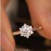 Simulated Snowflake Moissanite Diamond For Women Unique Design Fashion Gift Wedding Ring Adjustable_voghion.com