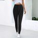 Women's Casual Jogger Pants With Elastic Waist & Cuffed Hem - Soft Stretch Milk Silk Fabric - Plus Size XL-5XL - Khaki & Black_voghion.com