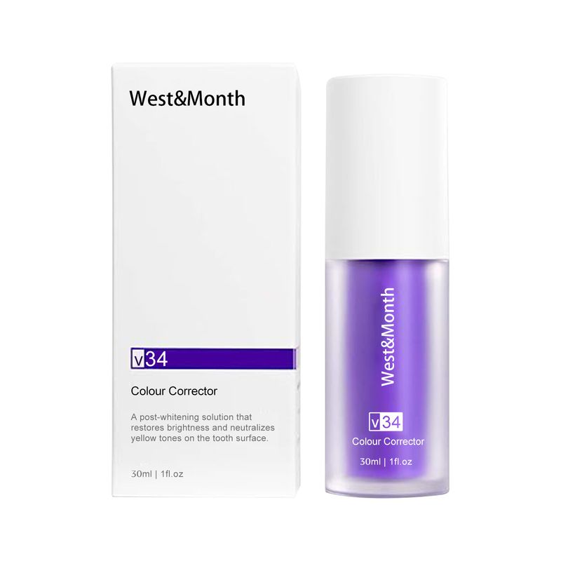 V34 Purple West&Month Tooth Whitening Toothpaste for Beautifying Teeth, Brightening White Stains, Oral Odor, and To      paste_voghion.com