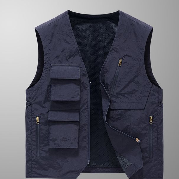 Men's work baggy vest sleeveless multi-pocket clip men's photography jacket_voghion.com