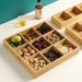 Serving Tray 1pc Bamboo Hotpot Nine compartments Tea set Snack tray BBQ Side dish platter Three-six-nine compartments Vegetable Tray_voghion.com