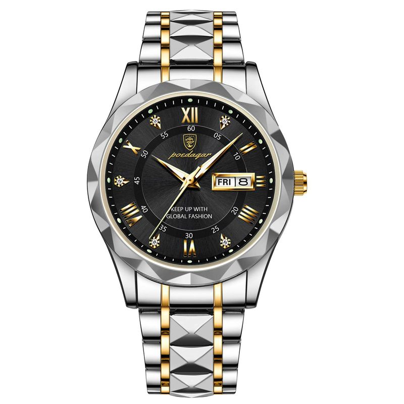 Luxury Men's Watches Waterproof Luminous Calendar Week Watch For Man Casual Stainless Steel Quartz Men Watch_voghion.com
